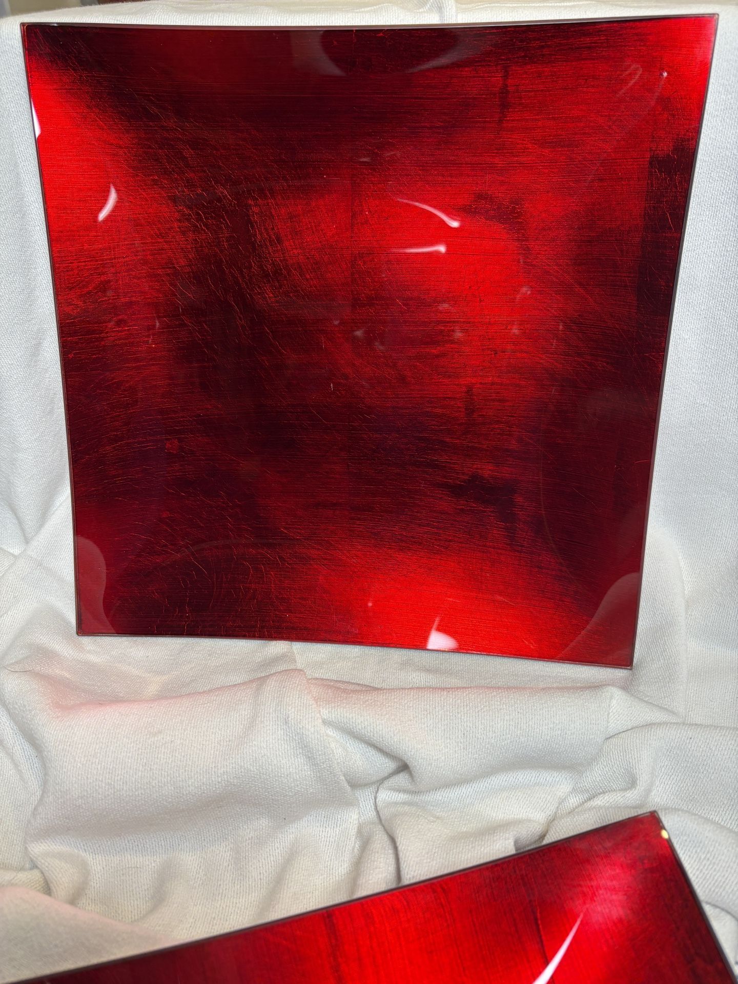 2 Square Red Large Serving Platters