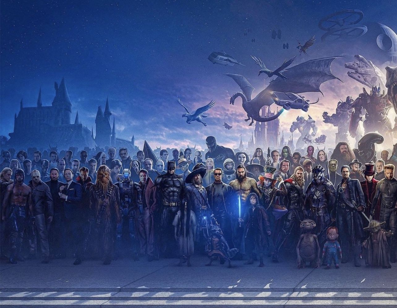 Movie Blockbuster Characters Panorama Canvas Paper Wall Art 24X71 NOT