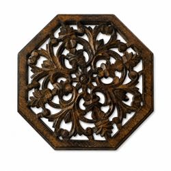 Vintage Hand-Carved Wood Wall Plaques – Set of 2