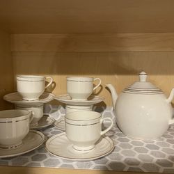 Tea Cup Set With Tea Kettle