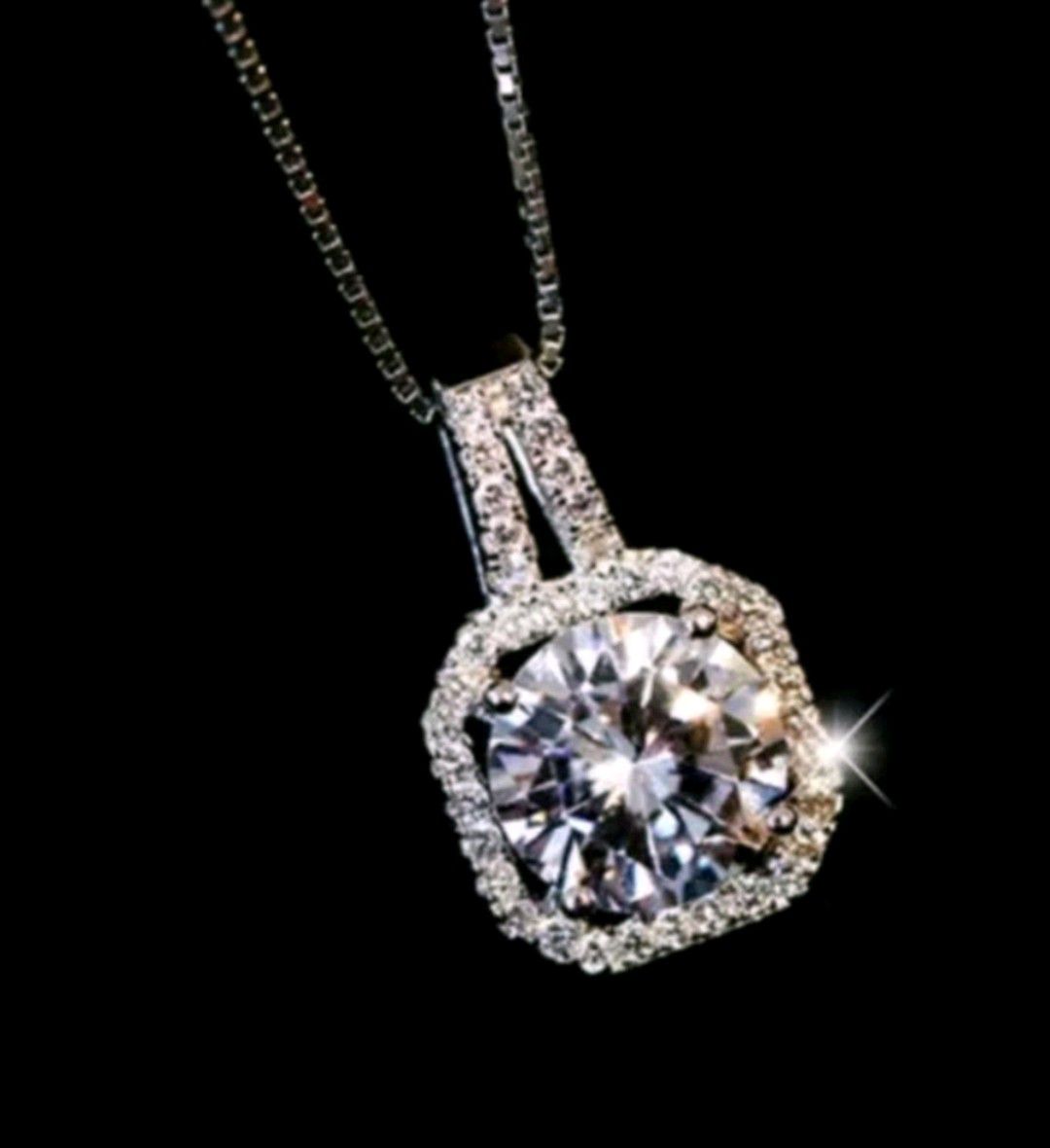 $10 new silver plated adjustable CZ necklace