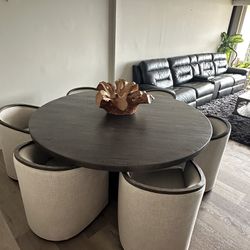 Oak Wood Dining Table + 6 Chairs - Restoration Hardware