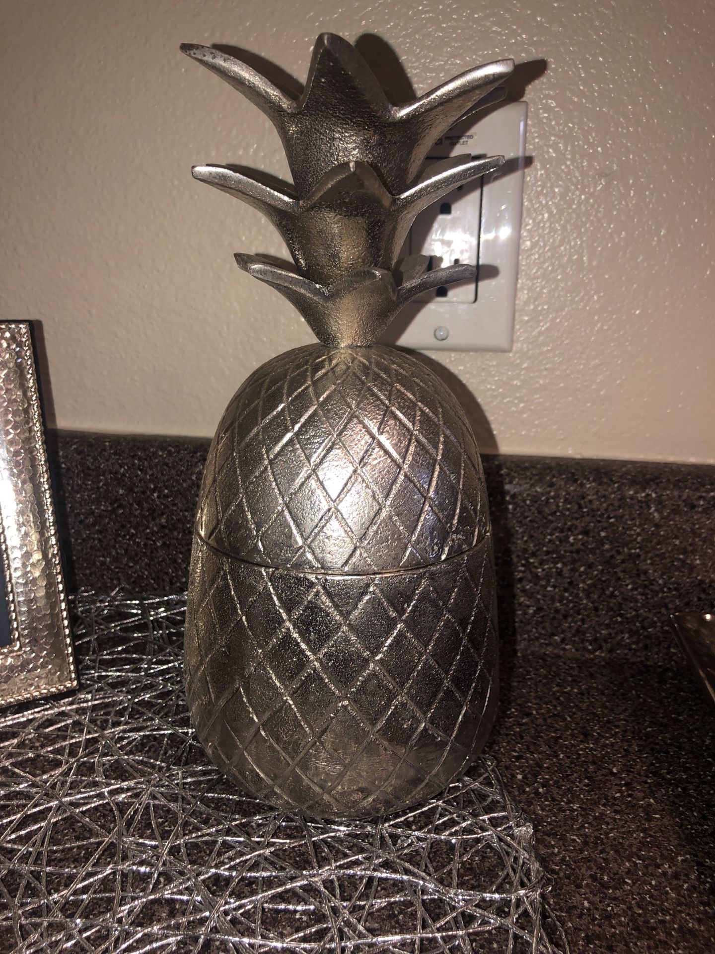 Metallic silver pineapple decor