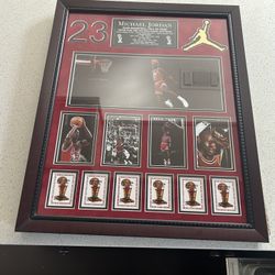 Michael Jordan 1988 Slam Dunk Collage With Trophies 