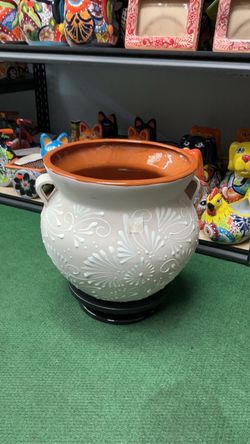 💥💥Maceta de Talavera blanca con interior terracota💥💥