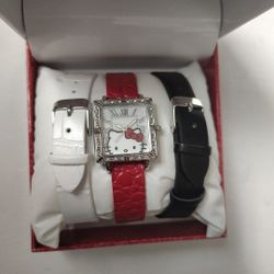 Hello Kitty Watch with Rhinestones interchangeable Leather Band