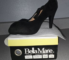Black suede high heels