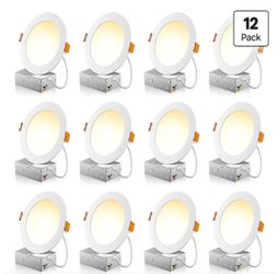 12 Pack 6 Inch 5CCT Ultra-Thin LED Recessed Ceiling Light with Junction Box(new)