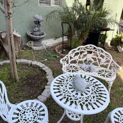 Metal Garden Table And Bench Set
