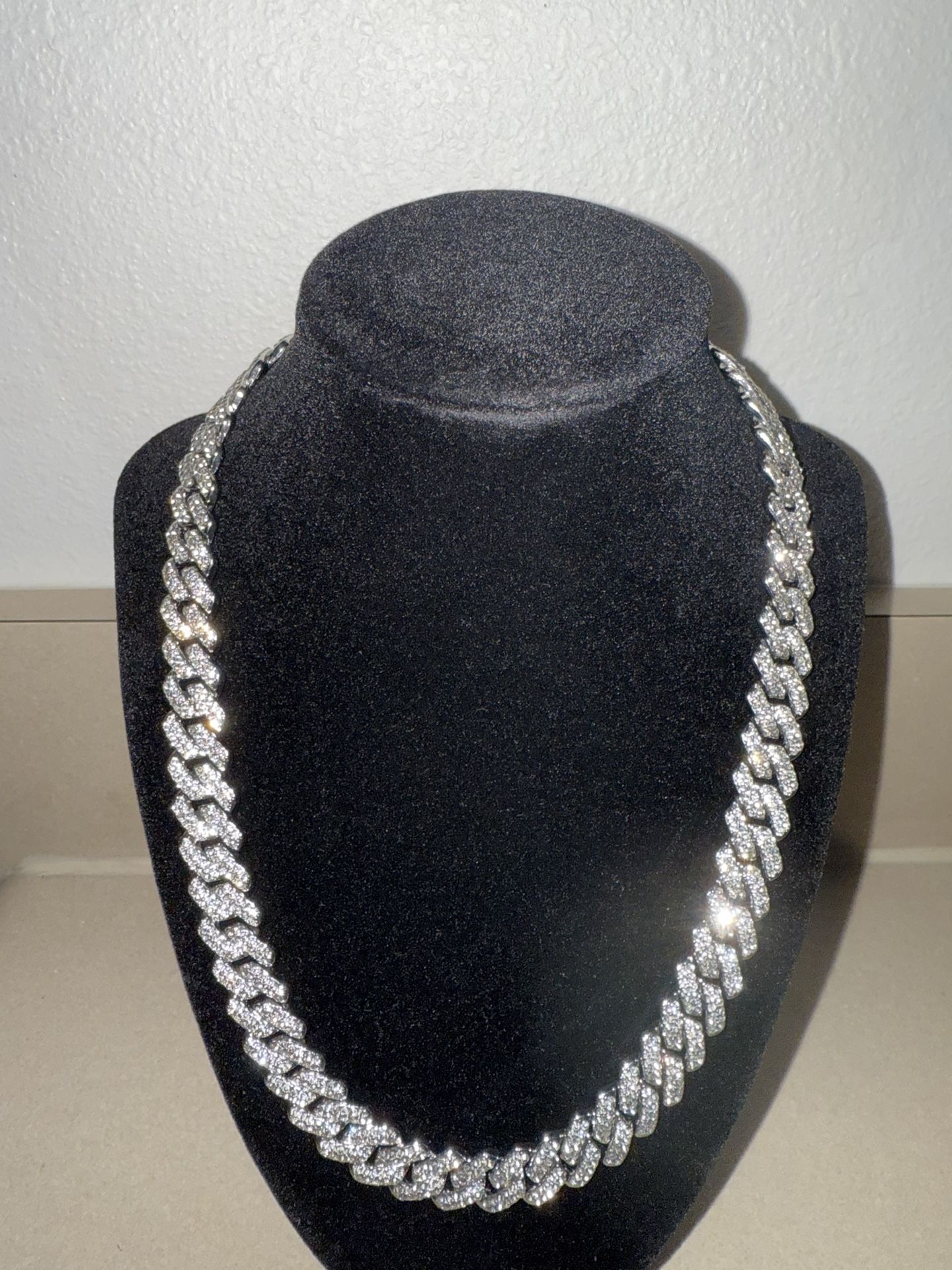 [HUGE SALE] Iced Out Lab Sim Diamonds Cuban Link Chain – 12mm, 20” | S925 Sterling Silver, 18K White Gold Plated