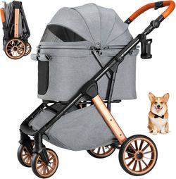 Pet Stroller Wagon w/ All-Terrain Wheels Gray