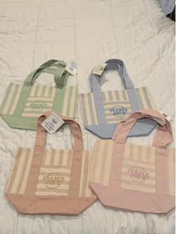 Trader Joe's striped mini canvas tote bag