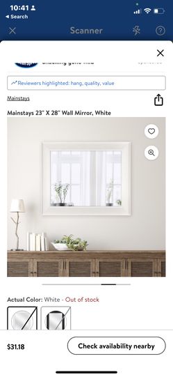 Mainstays 23" X 28" Wall Mirror, White