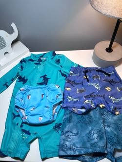Baby Swim Bundle 6-9M | Rash Guard, Swim Shorts & Reusable Swim Diaper 🌊