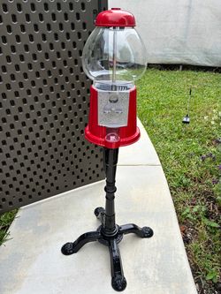 Red Gumball Machine on Stand