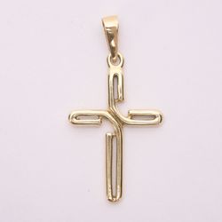 18k Yellow Gold Cross Pendant 1.75”