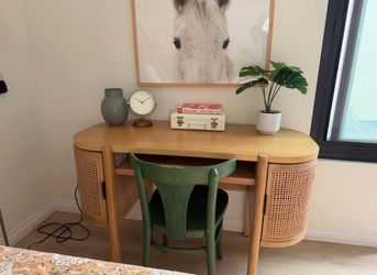 Rattan boho large desk 4 ft wide by 29 inches tall