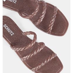 New SCHUTZ Intermix Diana Braided Glitter Rose Gold Jelly Slide On Sandal | Sz 6
