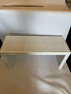 White Wood Slat Bench