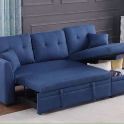 82" Reversible Pull Out Sleeper Sofa Bed Couch with Storage Chaise