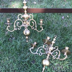 Vintage Solid Brass Three Arm Candle Wall Sconces