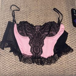 Pink & Black Corset top