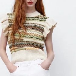 Zara Cotton Striped Sweaters for Women