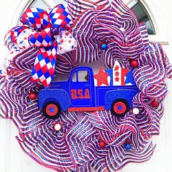 Patriotic Mesh Wreath