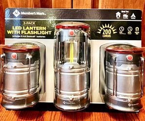 3-Pack Led Lantern w/ Flashlight Great Idea For Camping & Hiking. Also home outage