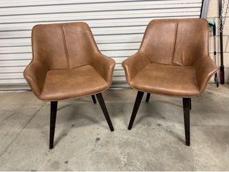 Set of 2 Modern Cognac Brown Accent / Dining or Office  Chairs