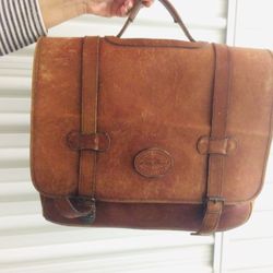 Eddie Bauer leather attaché case/briefcase with shoulder strap