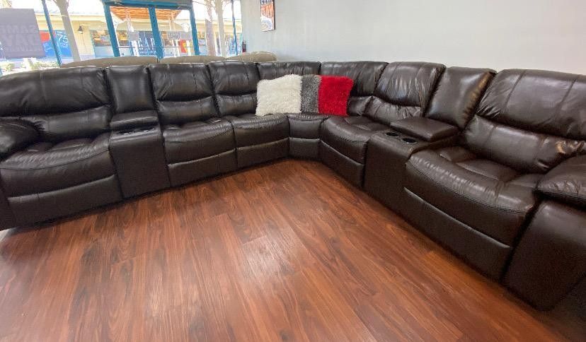 SECTIONAL RECLINING SOFA WITH THREE RECLINERS!!! TEXT 30777 TO 22462 FOR $50 DOWN!!!
