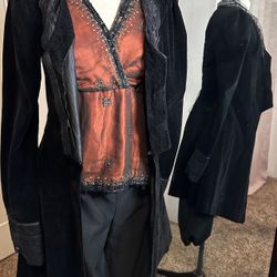 Small Black Velvety Corseted Costume Jacket 