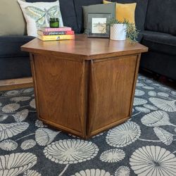 Mid Century Modern Lane Hexagon End Table – Solid Wood + Restored Top