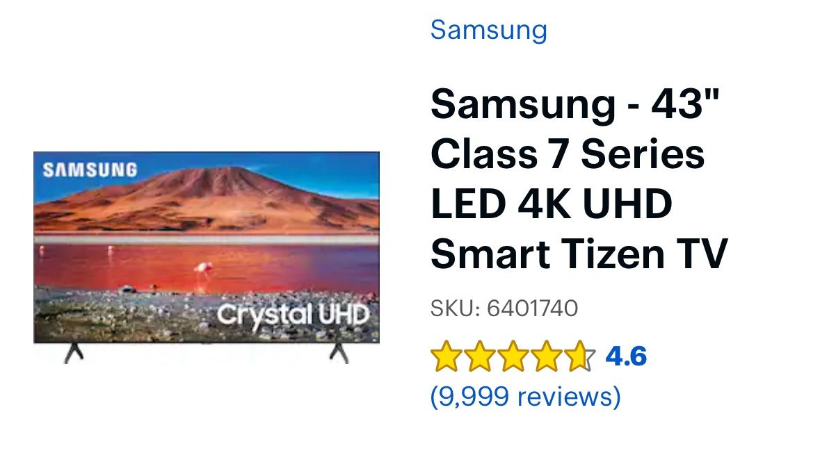 43 Inch Samsung Smart TV