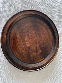 Walnut rotating serving platter, 17.5 inches in diameter