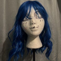 Blue Medium Length Wig