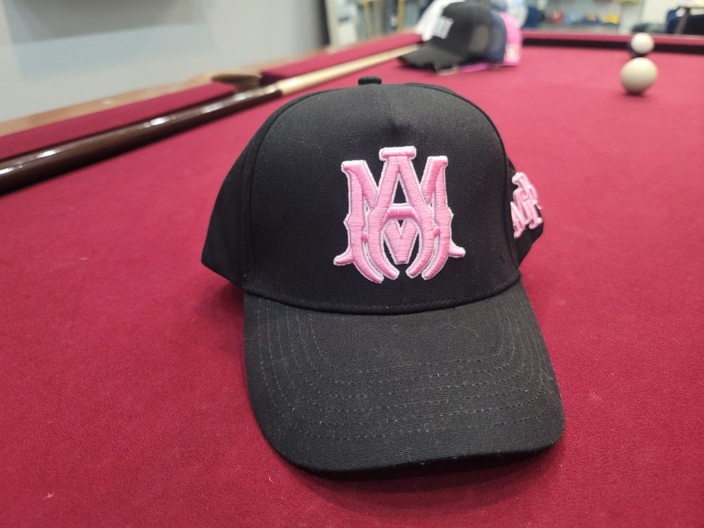 AMIRI MA Logo Trucker Hat Black And Pink
