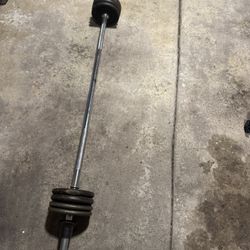 Barbell With 10 Pound Weights And Locking Collars