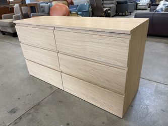 IKEA Storklinta 6 Drawer Oak Finished Dresser with Finger Pulls