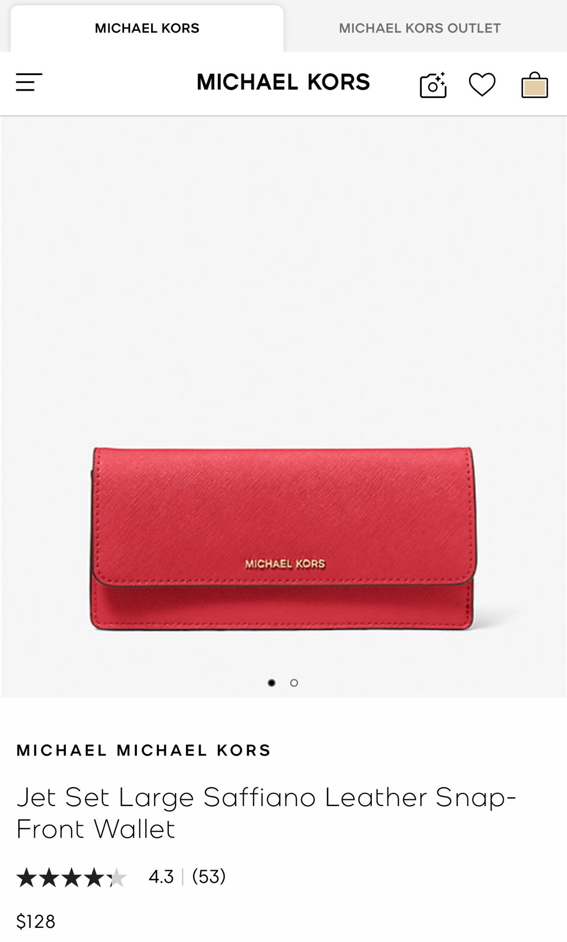 Michael Kors Jet Set Large Saffiano Leather Snap-Front Wallet