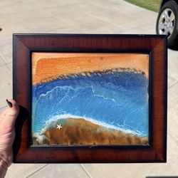 Ocean Wave Resin Art – Framed 8” x 10” – $30