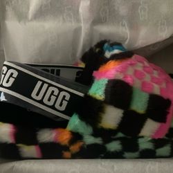 All Black And Colorful Ugg Fluff Yeah Slide