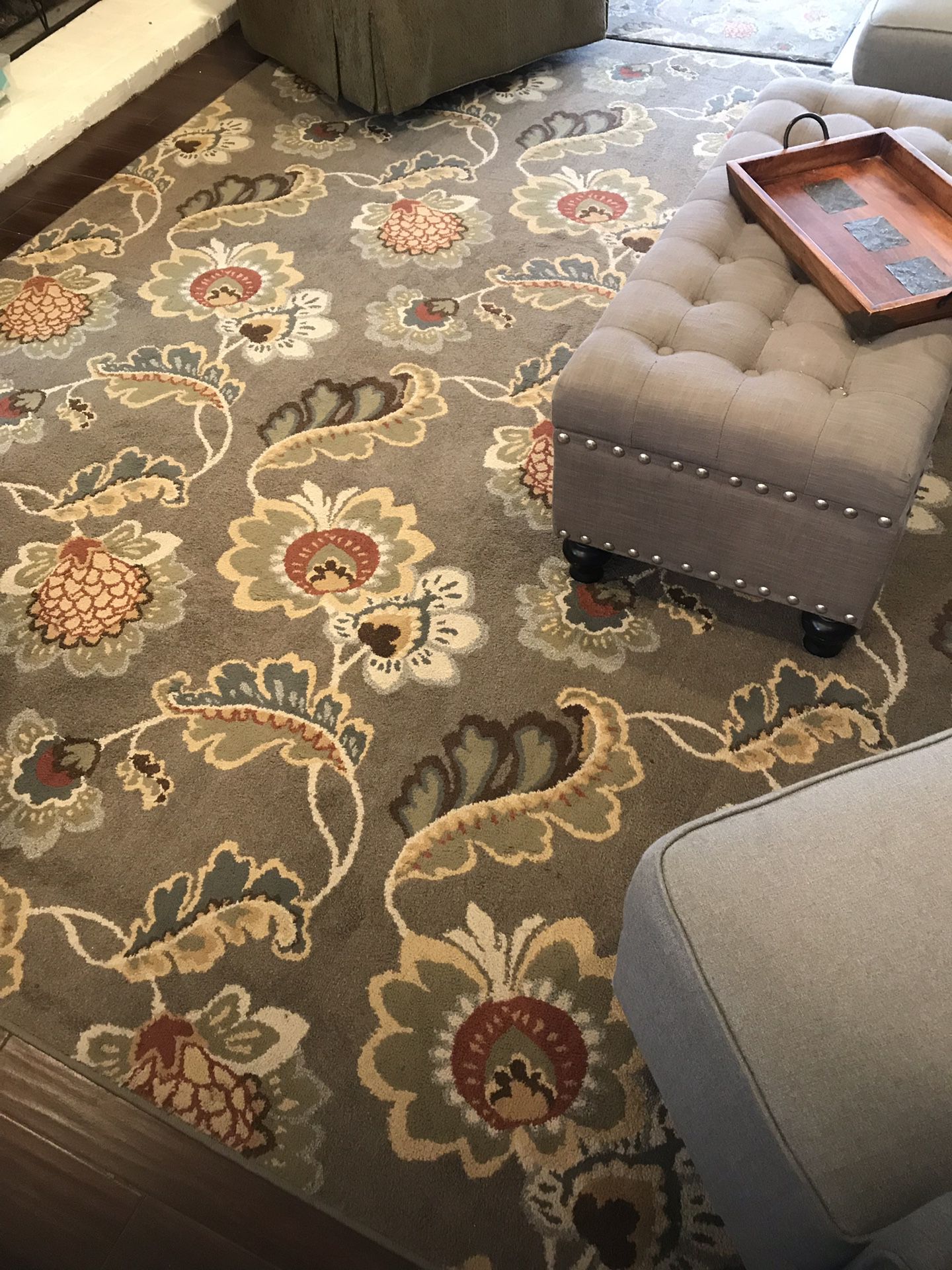 Grey area rug and door mats