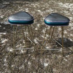 Two Mid Century Hairpin Leg Bar Stools