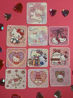 Hello Kitty Holographic Glitter Sticker Set - Chunky Glitter Overlay