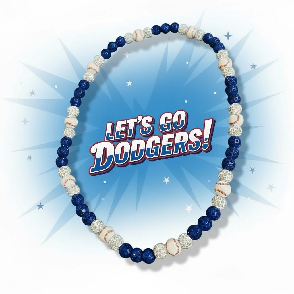 LA DODGERS New NECKLACE 22β Rhinestone Clay Bead Stretch ππππ©ΆβΎοΈ