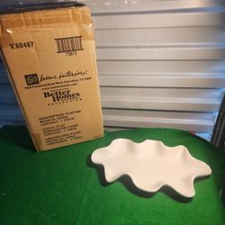 HOME INTERIORS Beautiful White Leaf Design Serving Tray Better Homes & Gardens