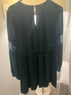 Express Deep Green Lace Detail Dress