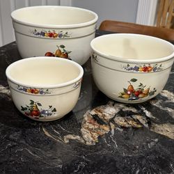 Mixing Bowls Fruit Pattern Display World China Ceramic Set of 3